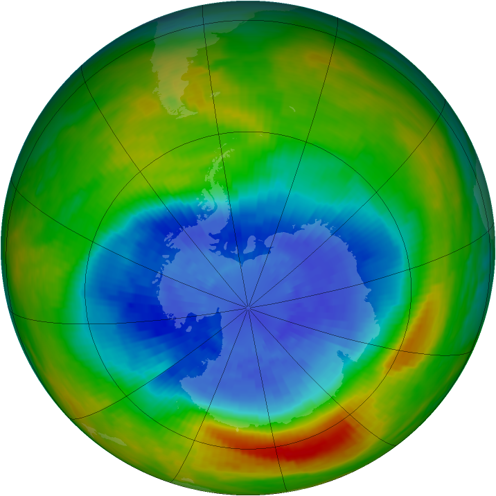 Antarctic ozone map for 21 September 1986